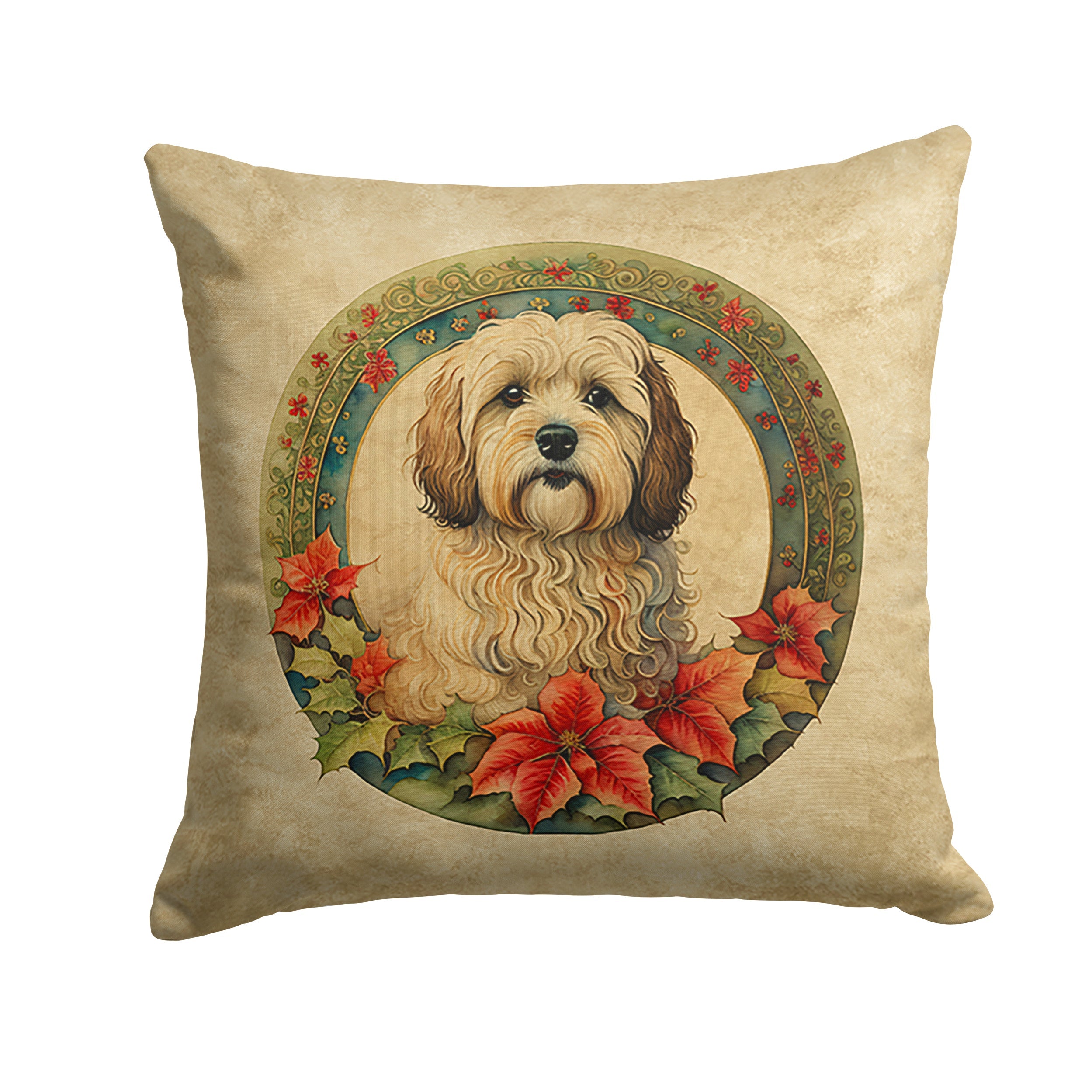 Havanese Christmas Flowers Throw Pillow