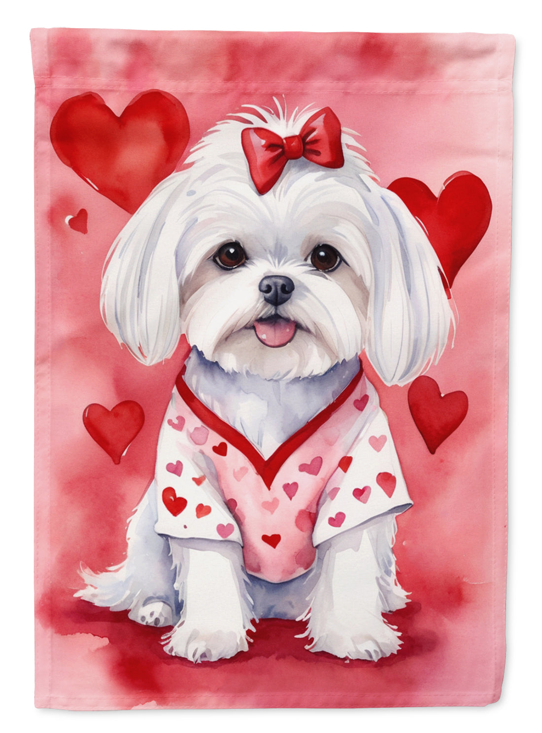 Maltese My Valentine Garden Flag