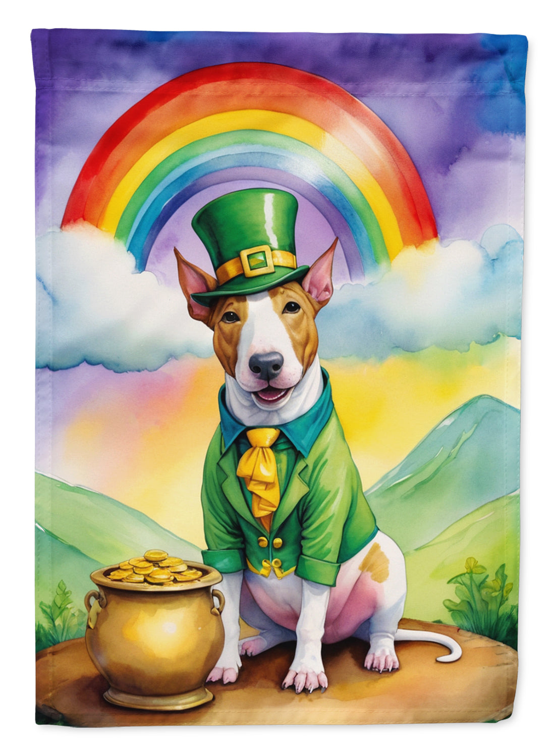 English Bull Terrier St Patrick's Day Garden Flag