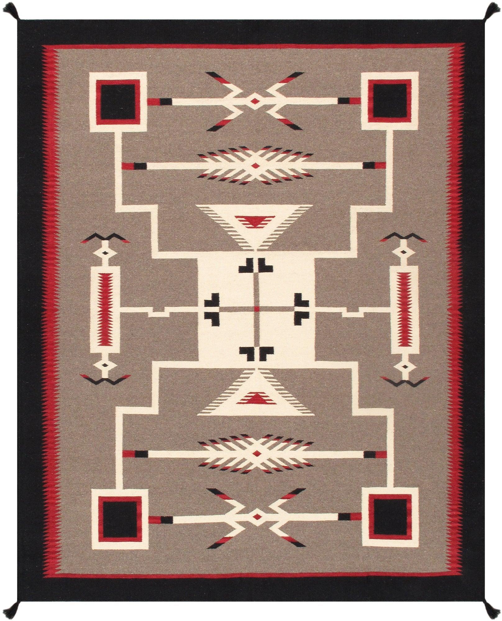 Canvello Navajo Style Hand-Woven Wool Mocha Area Rug- 8'2" X 9'10"