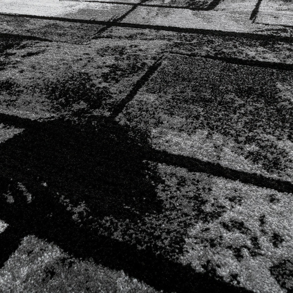 Black White Area Rug Montreal Abstract Paint Effect